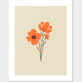 Orange Poppies || Minimal Flowers Posters and Art